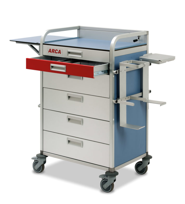 Emergency trolley for hospitals and nursing homes Mercura